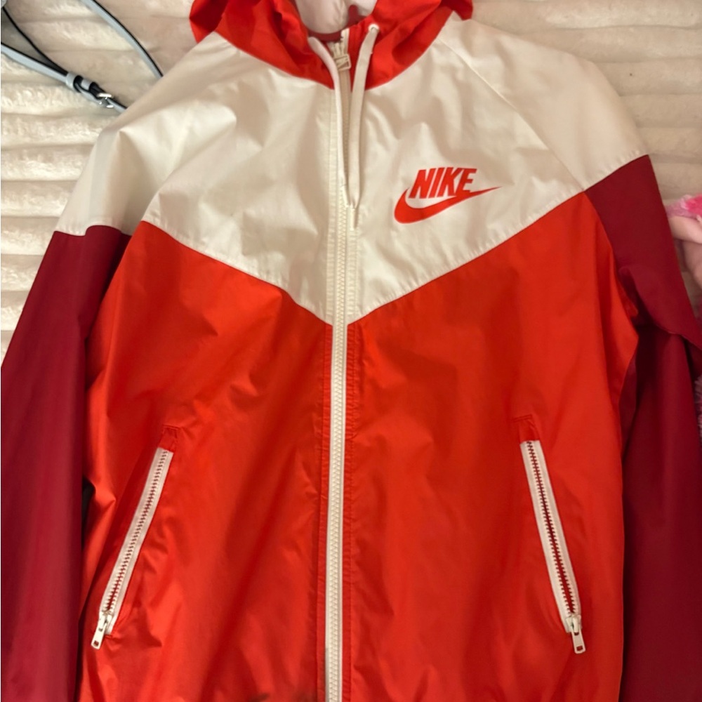 Nike Red and White Windbreaker Jacket